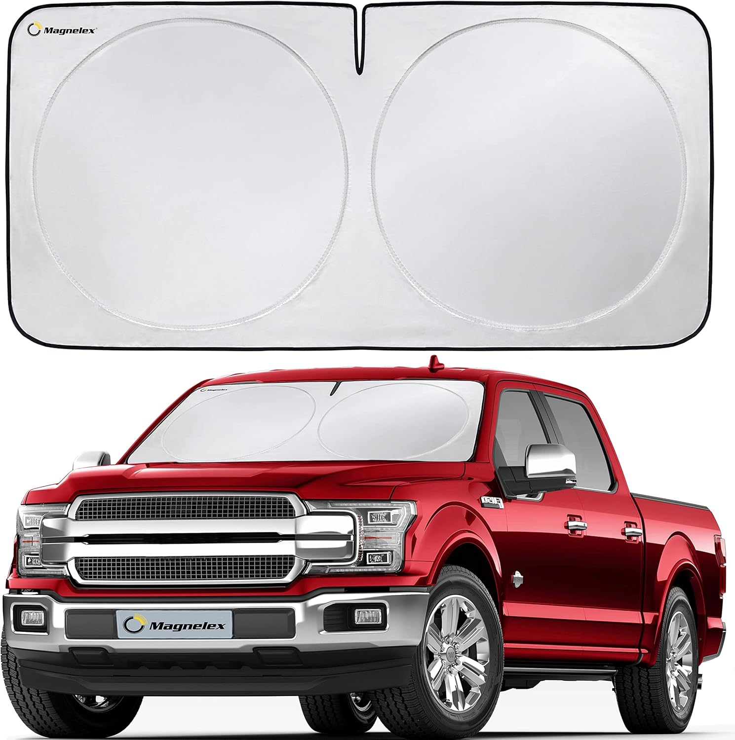 Magnelex Car Windshield Sunshade | Advanced Light-Blocking Protection | Foldable Sun Shade with Mirror Cut-Out Keeps Your Vehicle Cool | Fit for Cars, Trucks, and Suvs | Xlarge (66 X 36 In)