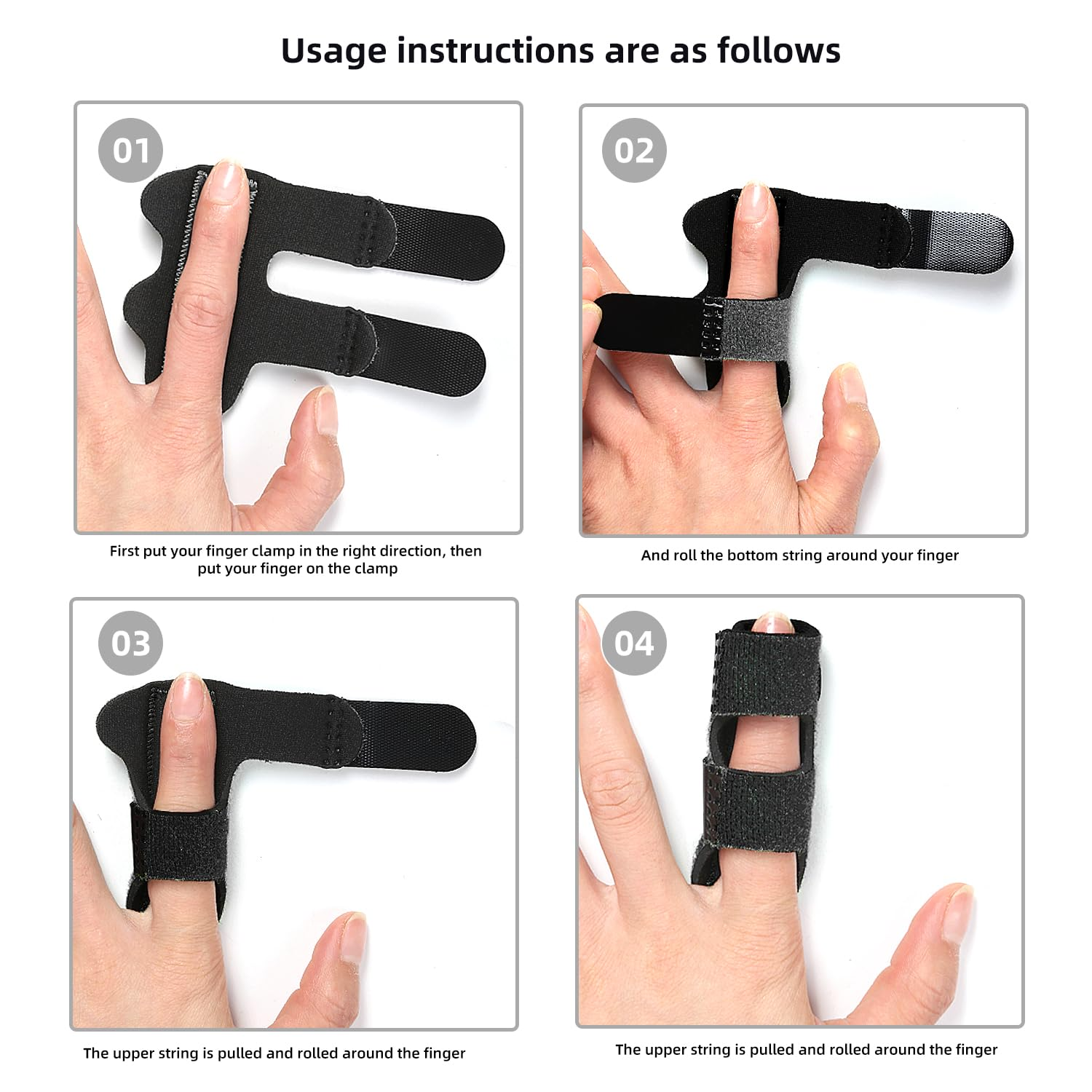 4 Pcs Trigger Finger Splints/Brace for Knuckle Immobilization, Broken Finger Protection, Straightening & Arthritis Pain Relief (Black) - Blue image number 1