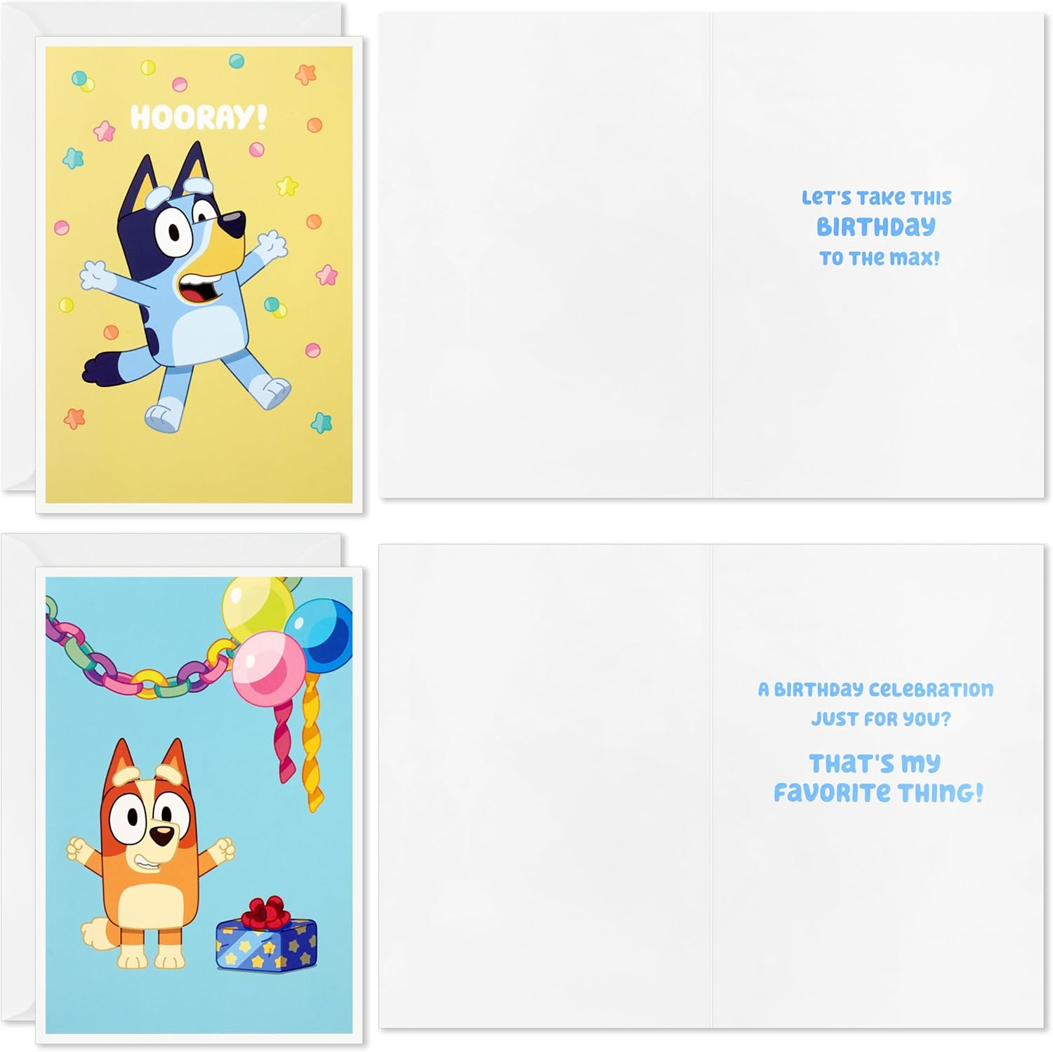 Hallmark Bluey Kids Birthday Card Assortment (16 Cards with Envelopes) Unicorn, Dance Mode, Hooray image number 1