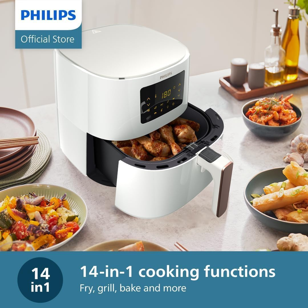 Philips Essential Air Fryer with Rapid Air Technology, 1.2Kg, 6.2L, 2000 Watt, 5 Portions, White (HD9270/21) image number 2