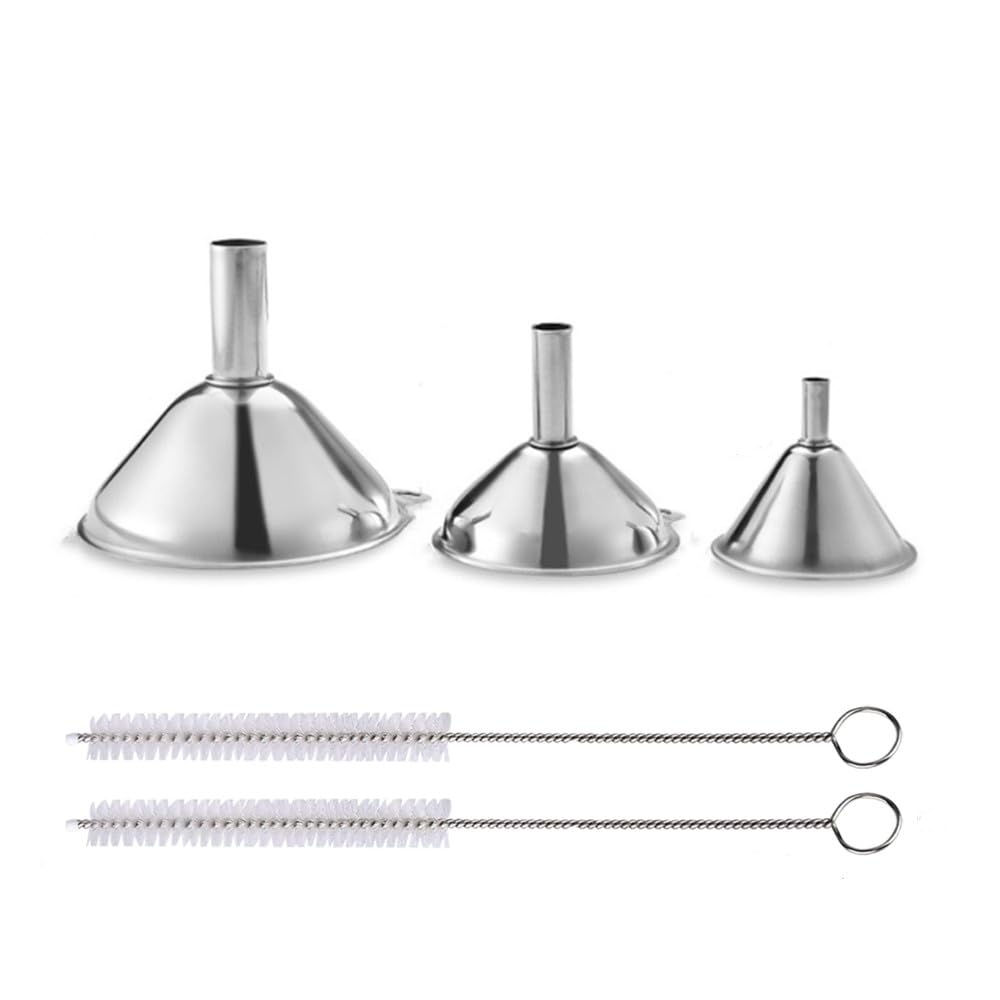 Metal Funnel Set, 3 PCS Small Stainless Steel Kitchen Funnels, Food Grade, for Transferring Liquid, Cooking Oil, Jam, Powder (2.95" / 2.16" / 1.77") image number 2