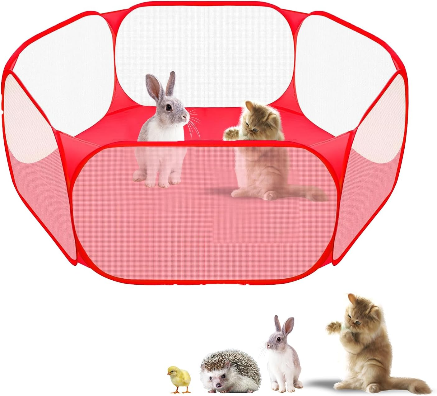 Small Animals Playpen, Portable Pop-Up Open Interactive Pet Tent, Indoor Outdoor Fence for Rabbits, Guinea Pig, Hamster, Chinchillas, Kittens, Puppies - Black image number 3