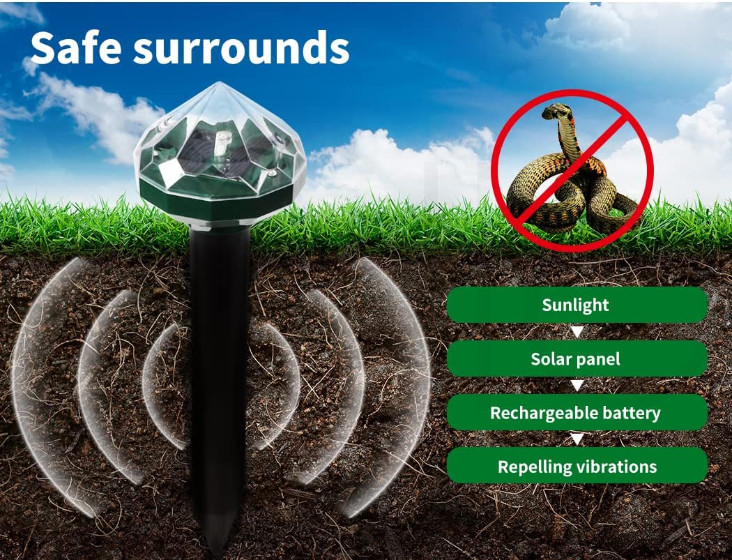 4X Snake Repeller Rat Mouse Trap Pest LED Solar Powered Repellent Rodent image number 6