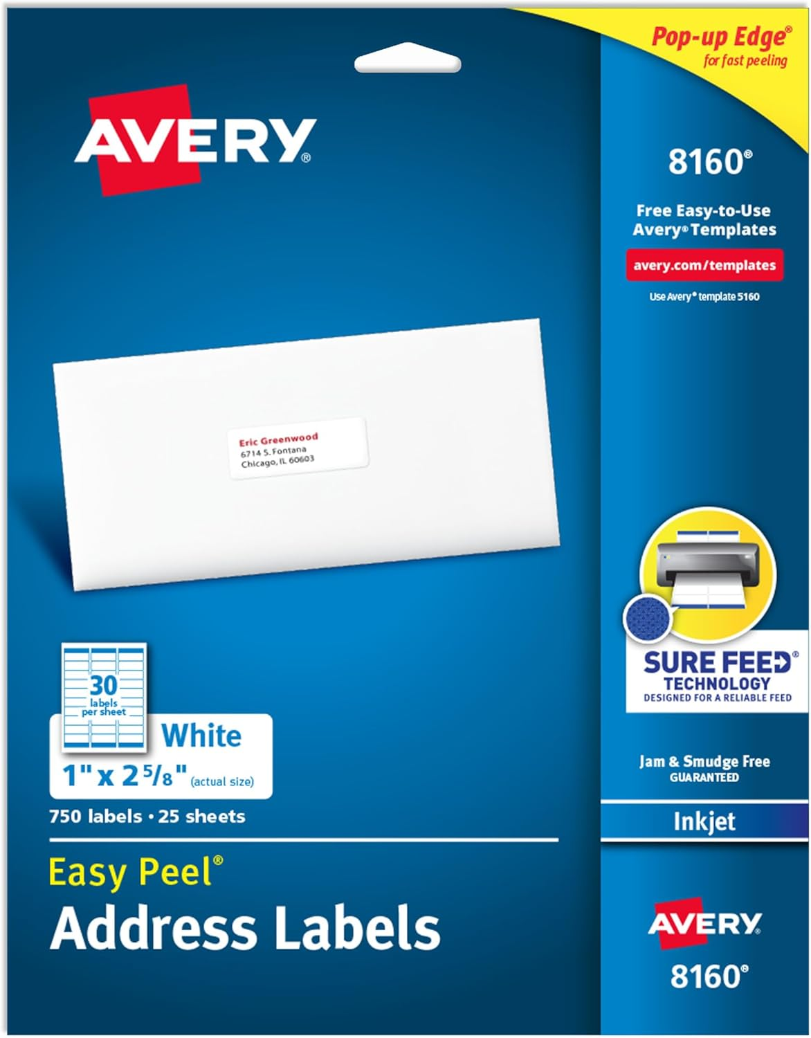 Avery Printable Blank A4 Shipping Labels, 99.1 X 67.7 Mm, White, 80 Customisable Labels (959403)