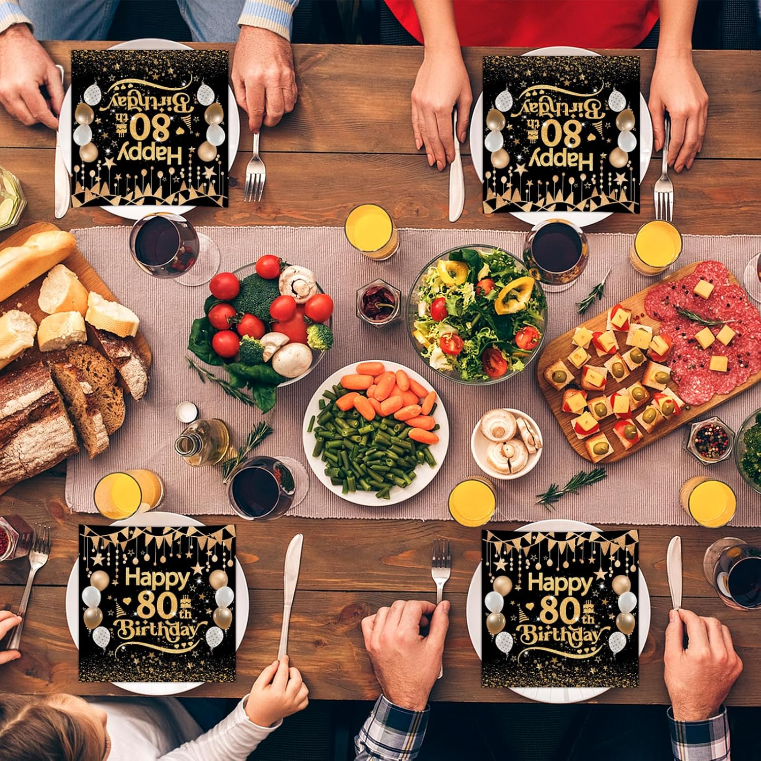 24PCS Black Gold 80Th Birthday Paper Napkins 13X13Inch 2-Ply 80 Th Disposable Paper Birthday Napkins Serviettes Table Decorations Dinner Paper Napkins for Men Women 80 Th Birth Decoration (80Th) image number 2