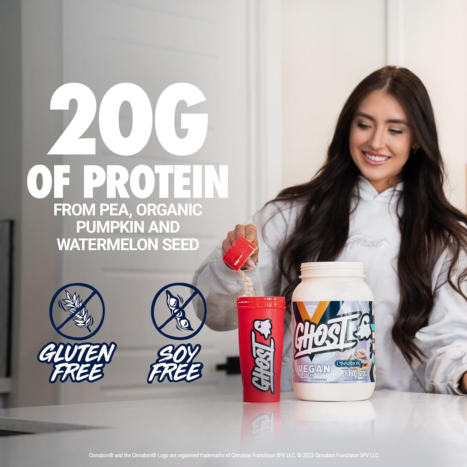 Ghost Cinnabon Vegan Protein Powder 989 G image number 3