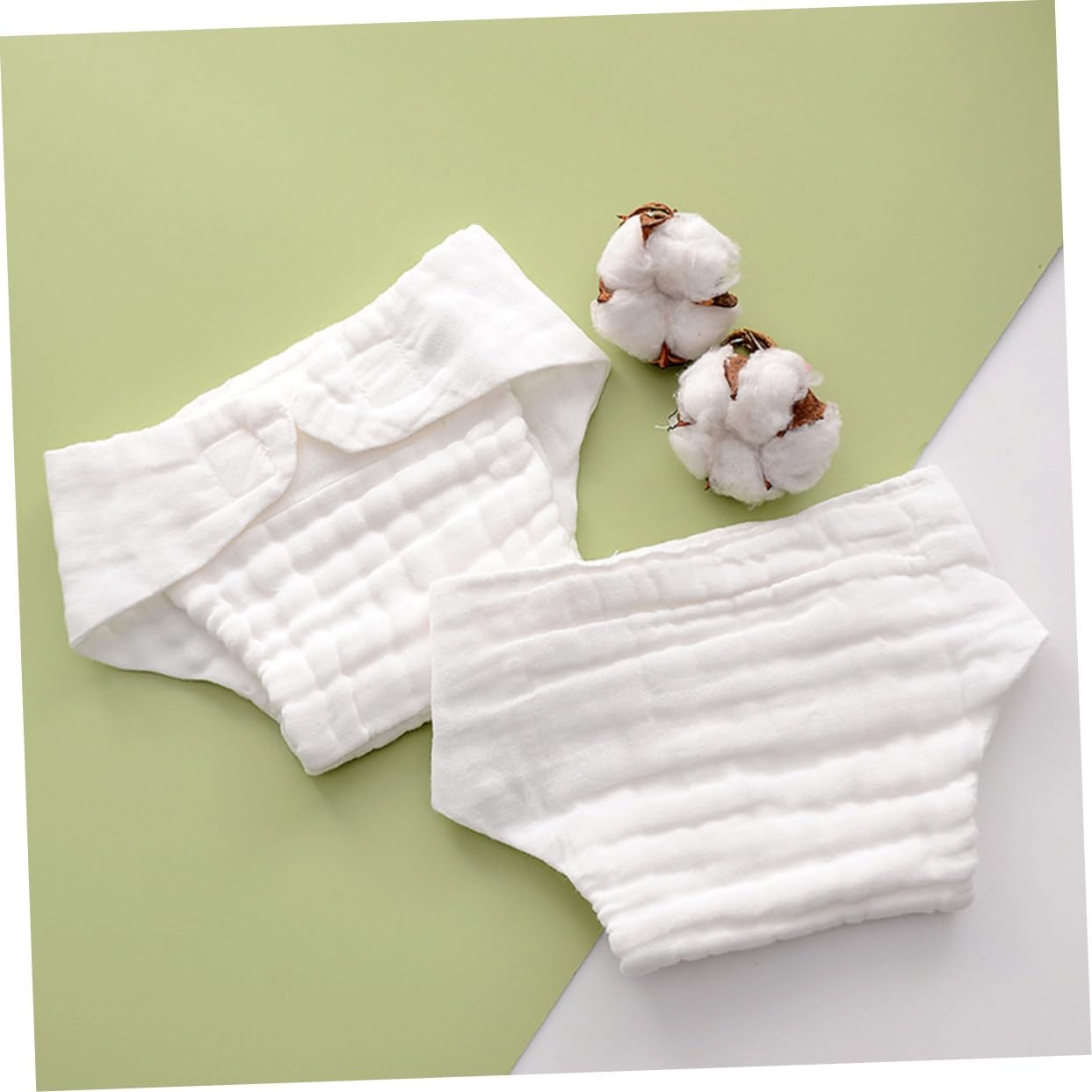 Baby Cloth Diaper Liners and Cotton Nappy Insert for Newborns 3-9 Months, Washable Reusable Absorbent White M Size 5Pcs, Soft Breathable Baby Nappy Inserts for Toddler Swimming image number 4