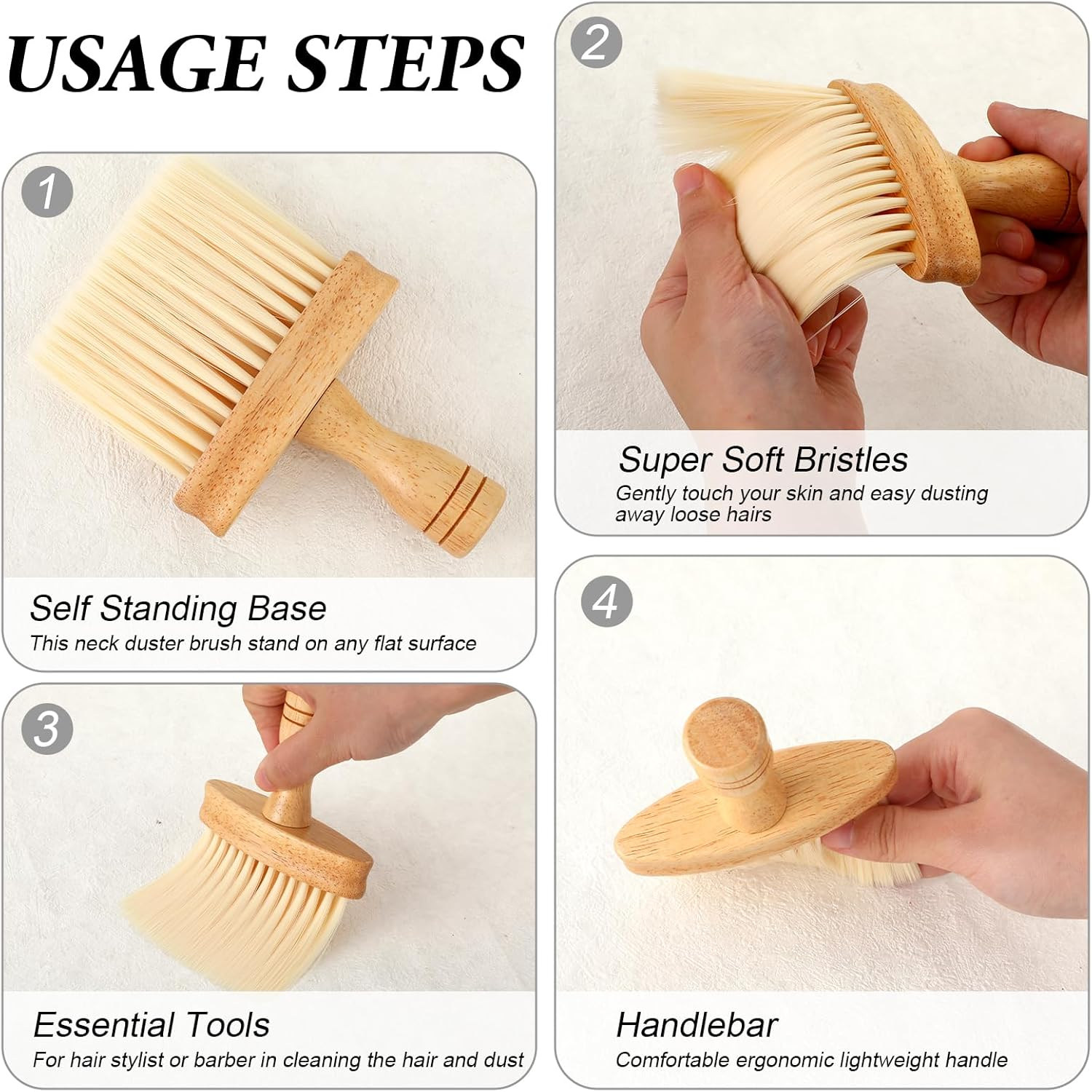 Barber Brush Neck Duster Hair Cutting Brush Hair Neck Cleaning Brush Wooden Handle Wooden Neck Brush Professional Hairdressing Cleaner Soft Household for Barbershop Salon Home image number 1