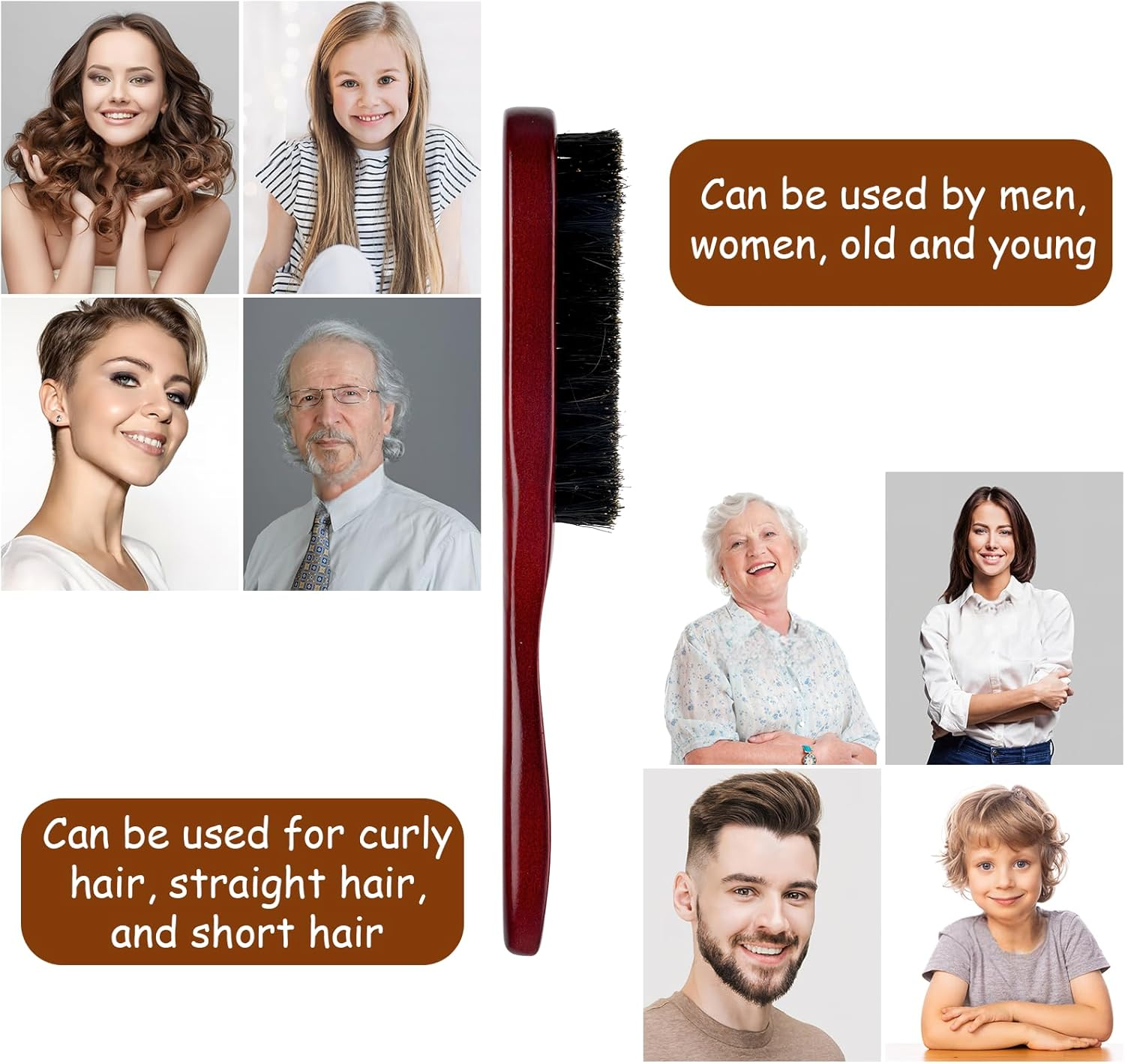 Sleek Bun Beard Brush Boar Bristle Brush Hair Brush Sleek Look Hair Styling Brush for Hair and Beard Styling