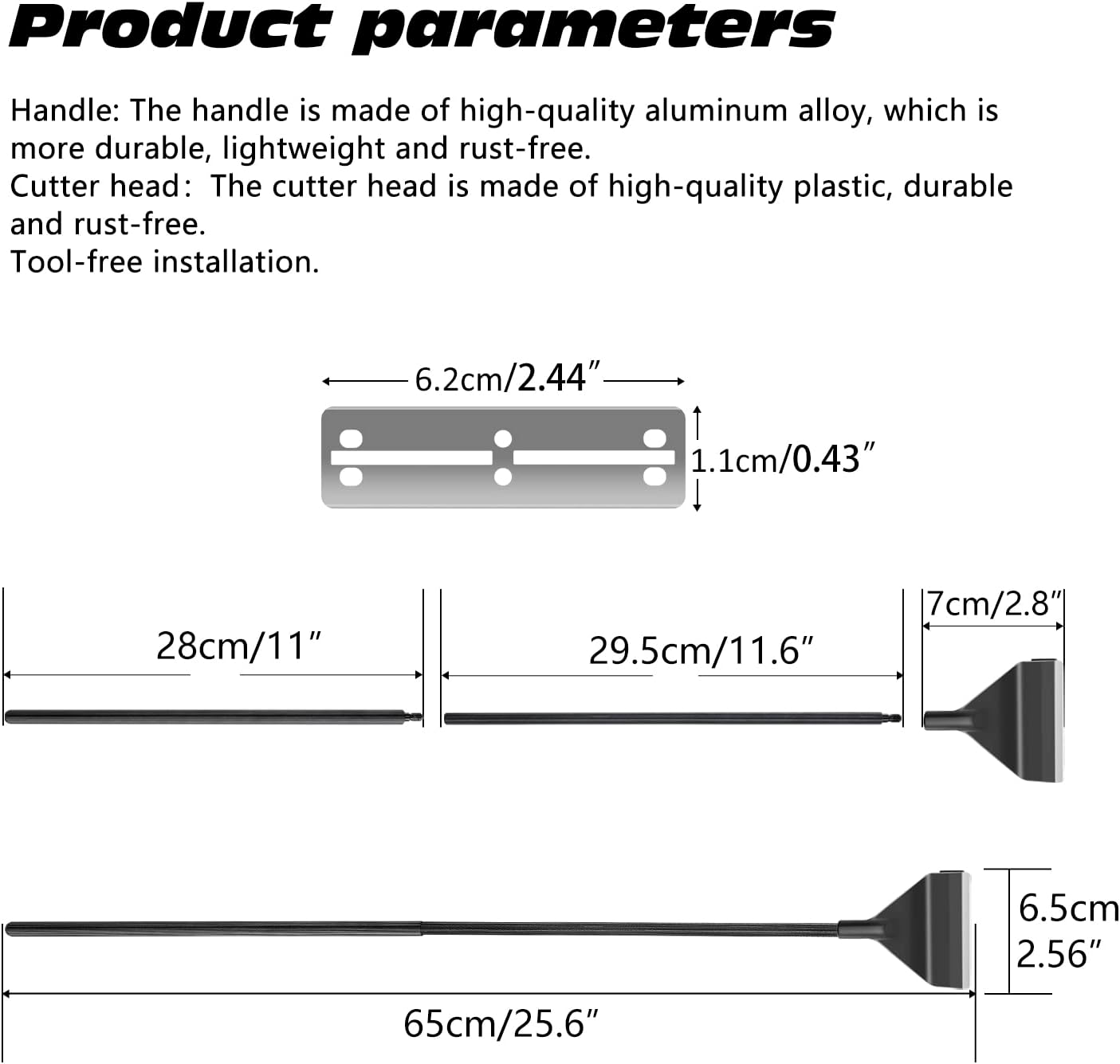 Yukihalu Algae Scraper, Fish Tank Cleaner Tool Kit with 10 Blades, Aluminum Alloy Long Handle 25.6Inch/65Cm, Tool-Free Installation, for Glass Aquariums image number 1