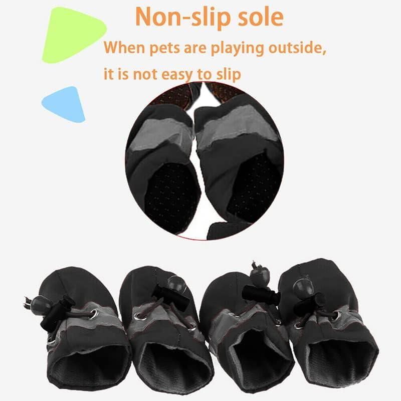 AIMALL 4PCS Anti-Slip Waterproof Dog Shoes with Reflective Strips Durable Pet Rain Boots Comfortable Fabric for Small and Large Dogs image number 4