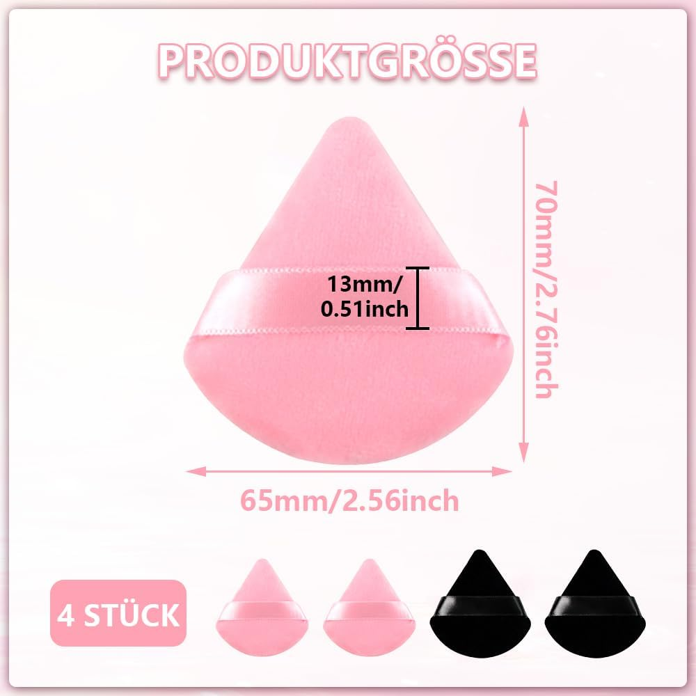 Triangle Makeup Powder Puff (2 Black + 2 Pink) image number 2