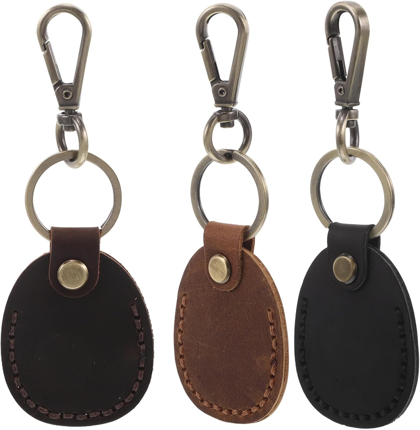 VALICLUD 3Pcs Retro Access Card Holder Keychain for Electronic Tag Case Handmade Pu Card Sleeve Storage Pouch for Women Fob Keychain