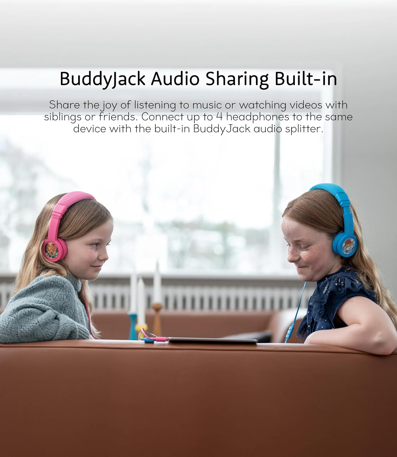 Buddyphones Explore+, Volume-Limiting Kids Headphones, Foldable and Durable, Built-In Audio Sharing Cable with In-Line Mic, Best for Kindle, Ipad, Iphone and Android Devices (Rose Pink) image number 5