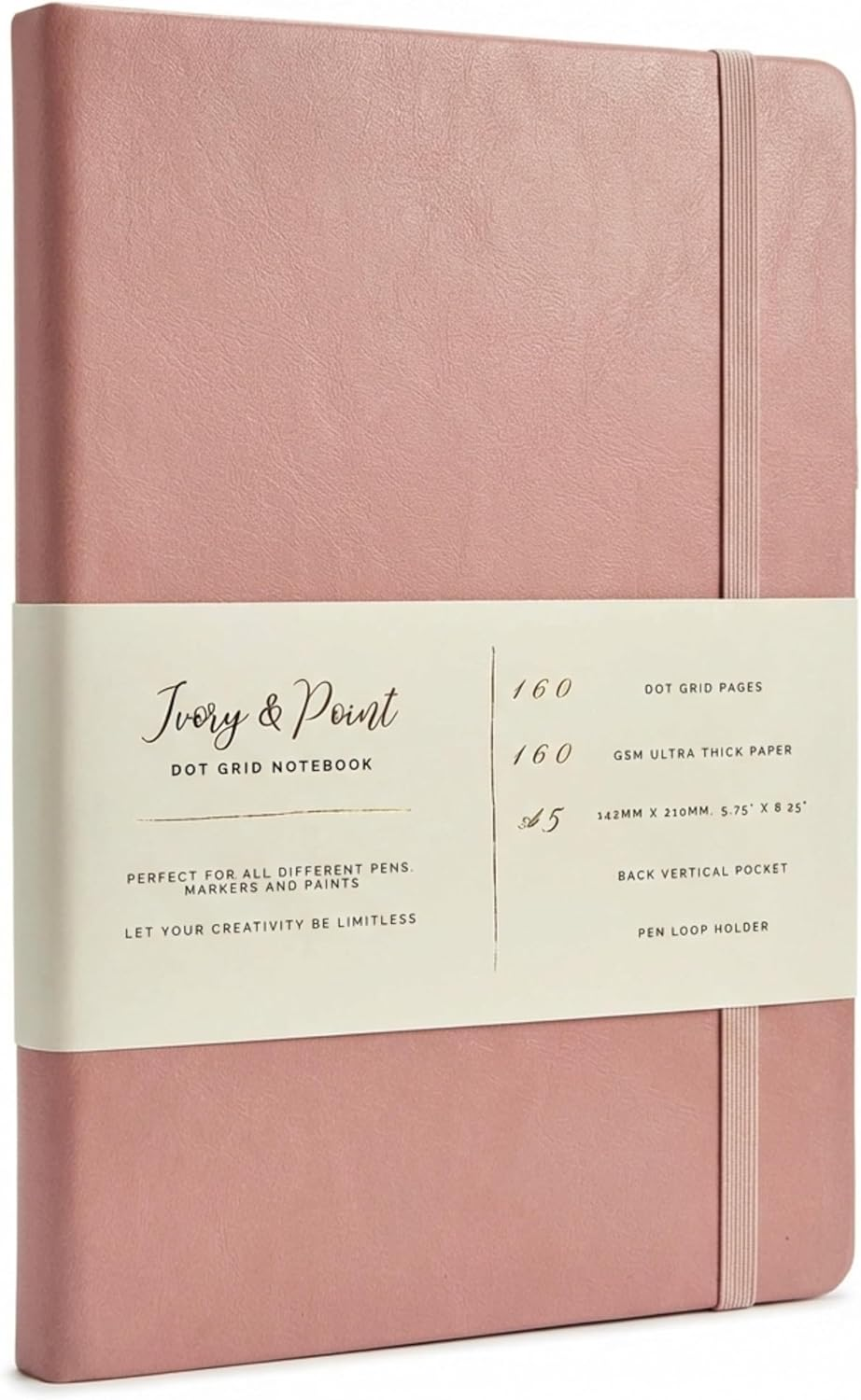 Ivory & Point - Improved Premium Quality Bullet Dotted Journal Notebook - 160 Pages, 160Gsm Bleed & Ghost Proof Thick White Paper - A5 Minimalist Art Dot Grid Notebook (Dusty Blue)