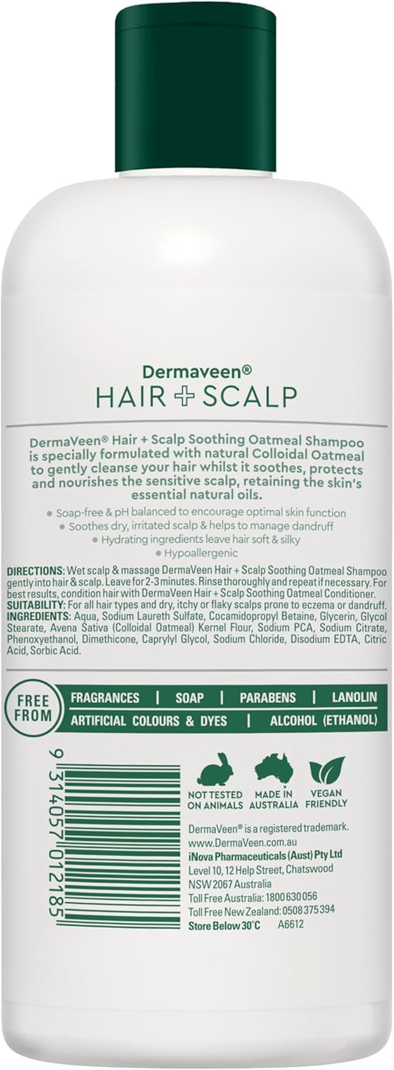 Dermaveen Hair + Scalp Soothing Oatmeal Shampoo for Dry, Flaky or Sensitive Scalps 250Ml |Dermatologically Tested, Ph Balanced, Paraben-Free and Fragrance-Free | Soothes Dry, Irritated Scalps & Helps to Manage Dandruff image number 4