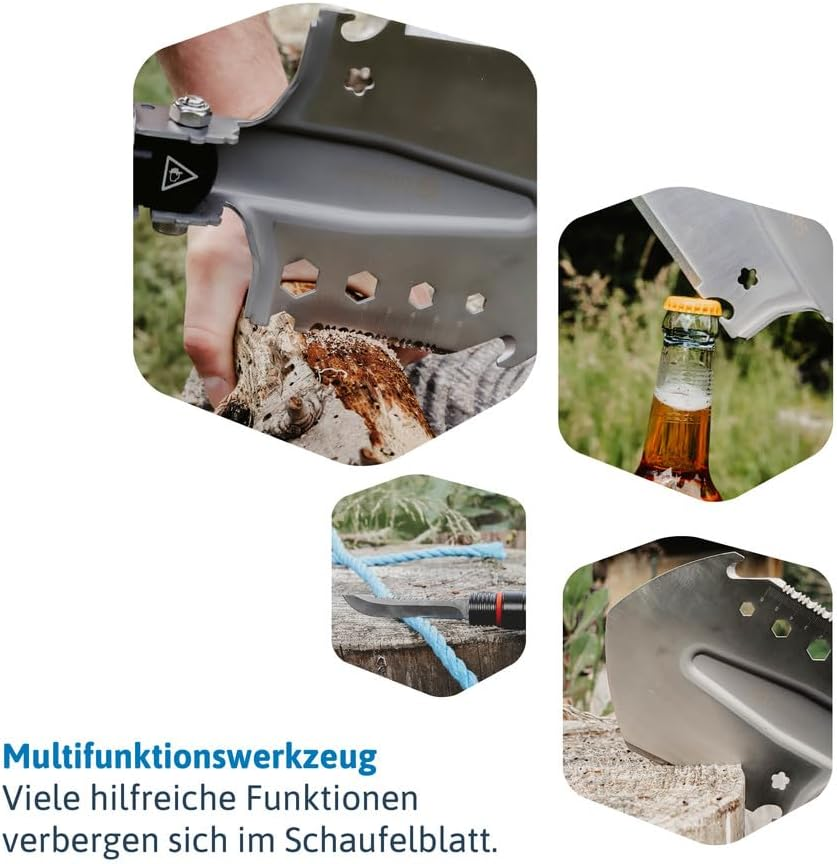 D&ouml;nges Multifunctional Folding Shovel Including 3 Lengths | Combination Shovel Made of Stainless Steel | Multi-Purpose Folding Shovel for Survival, Hiking, Camping | Survival Equipment with Camouflage