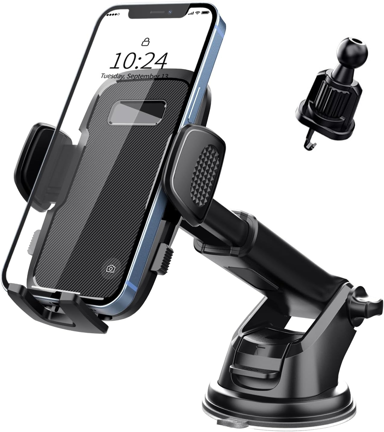 BASEMO 3-In-1 Car Phone Mount &ndash; Dashboard, Windshield & Air Vent Holder with 360&deg; Rotation, Secure Suction, Fits 4.7-7.2 Inch Mobile Phones (Iphone, Samsung, Huawei) (Side-Opening Type)