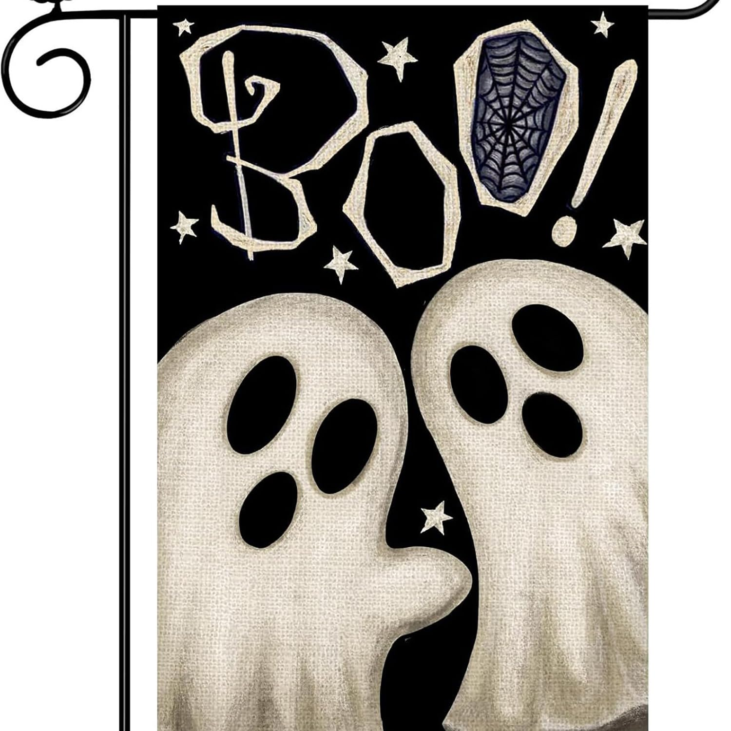2Pcs Happy Halloween Garden Flag, Terrifying Ghost Bone Flag, Funny Ghost Yard Flag, Double-Sided Weatherproof Outdoor Decoration for Holiday Front Porch Patio Courtyard Lawn image number 3