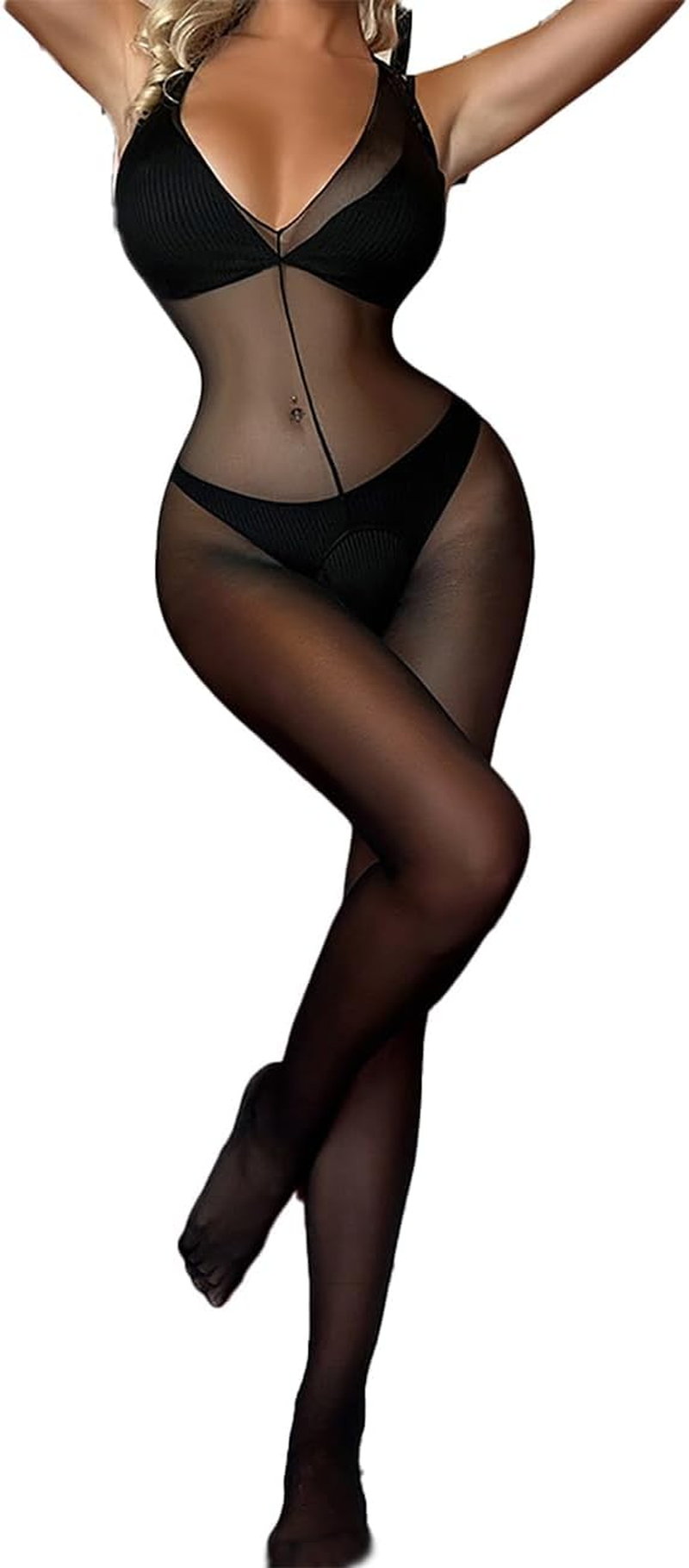 Women Sexy Full Body Stockings Elastic One Piece Bodysuit Tights Lingerie