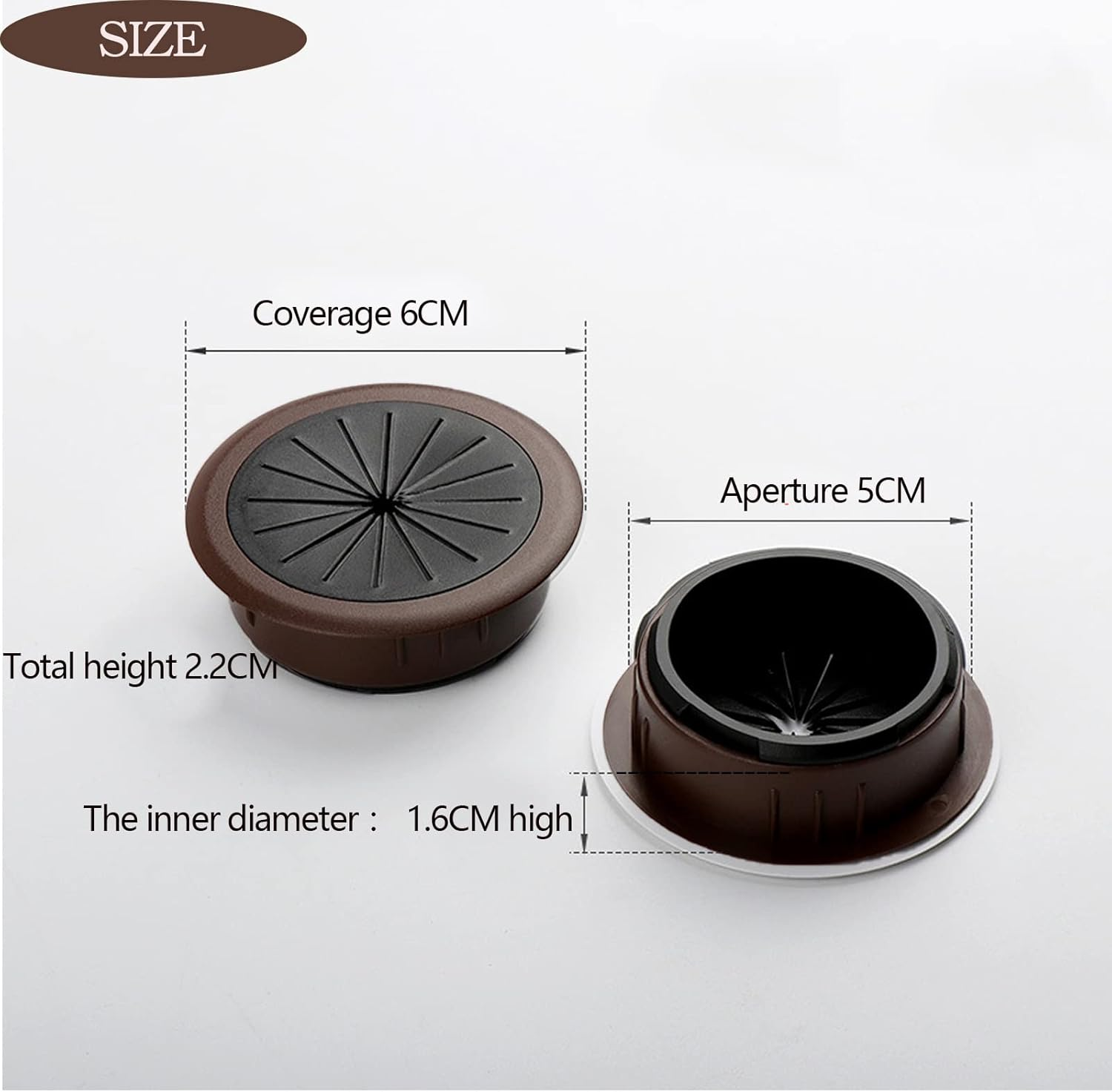 Zakora 4PCS Flexible Desk Grommet, 2 Inch Aperture, Data Cable Storage and Sorting Tools, Wire Cord Cable Grommets Hole Cover, Detachable, Adjustable Aperture (Brown) - Brown image number 3
