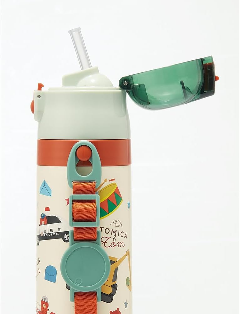 Skater SKCP3-A Children'S Stainless Steel Water Bottle, 2-Way Drinking Straw, 14.1 Fl Oz (410 Ml), Cup Drinking, 11.8 Fl Oz (350 Ml), Tomica and Tom, Tsumupappa, Kid-Friendly Lightweight Type, Small image number 3
