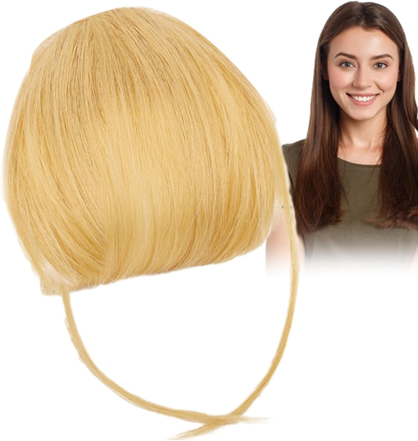 Clip Bangs Human Hair, French Bangs Clip Fake Bangs Fringe, Clip Air Bangs, Neat Bangs Hair Extension, Natural Color Fringe Hairpieces Hair Bangs for Daily Wear