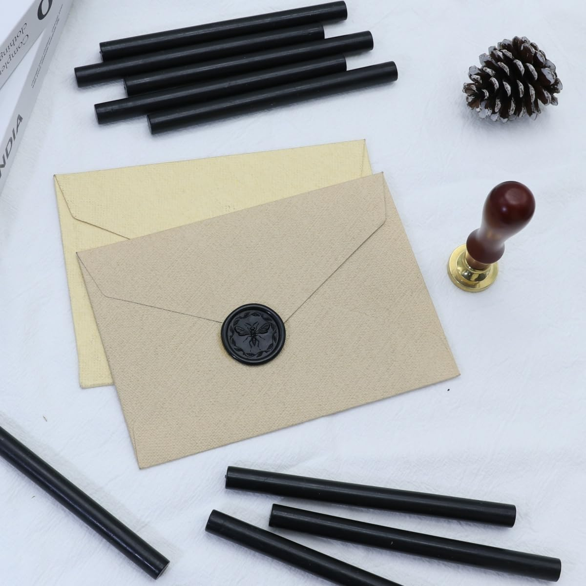 Black Wax Seal Sticks, Atopbb 30Pcs Glue Gun Wax Sealing Sticks for Wax Seal Stamp, Mini Wax Seal Gun Sticks for 0.28'' Glue Gun Wedding Invitations, Cards Envelopes (Black)