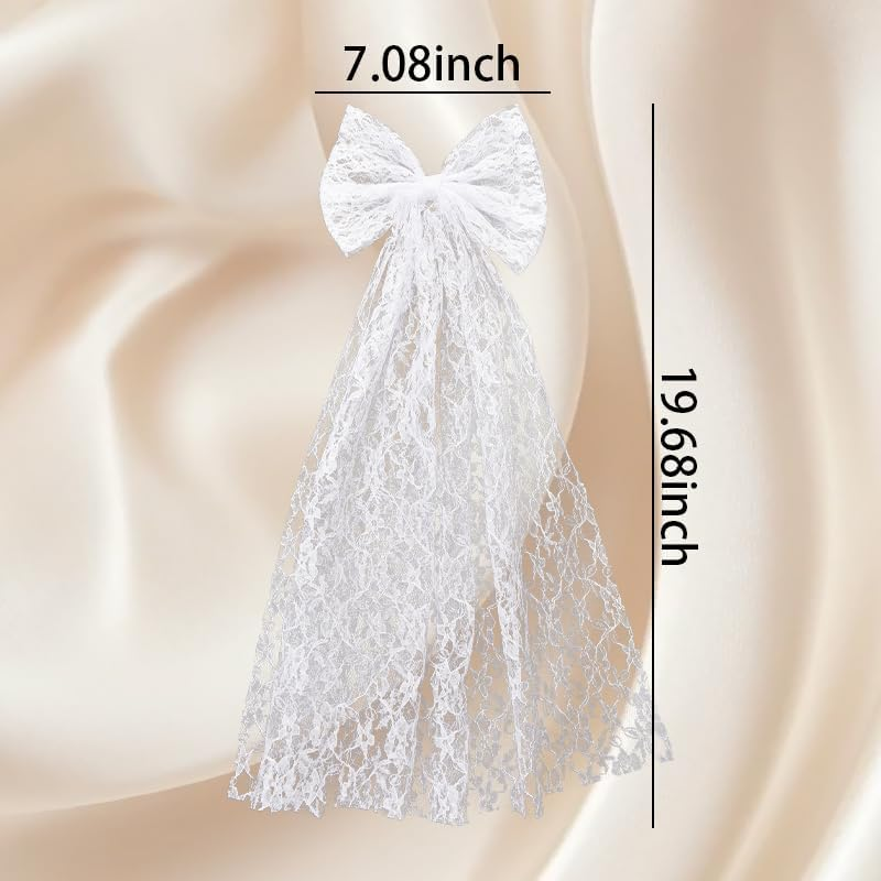 Veils for Women Wedding Bow Hair Clips White Bridal Veil Bachelorette Party Wedding Veils for Brides Bridesmaid Hair Bow Accessories for Women Bride to Be Bridal Shower Gifts image number 6