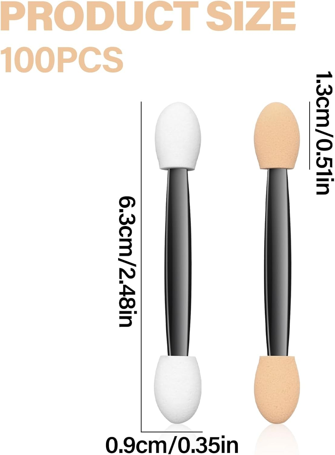 HAIKING Eyeshadow Brush, 100 PCS Dual Sides Eye Shadow Brushes for Nail Art, Makeup Tools(6.3 Cm/2.48 In) image number 4