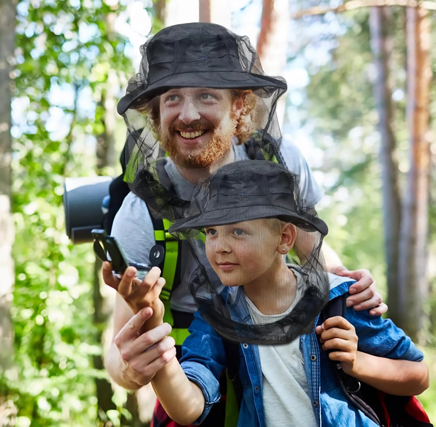 2 Packs of High-Quality Top Wrap Fine Mesh Insect Masks, with Ultra-Clear Views, Adjustable Drawstrings, Suitable for Hiking, Fishing, Gardening, Wildlife Parks, and All Hats for Men and Women image number 5