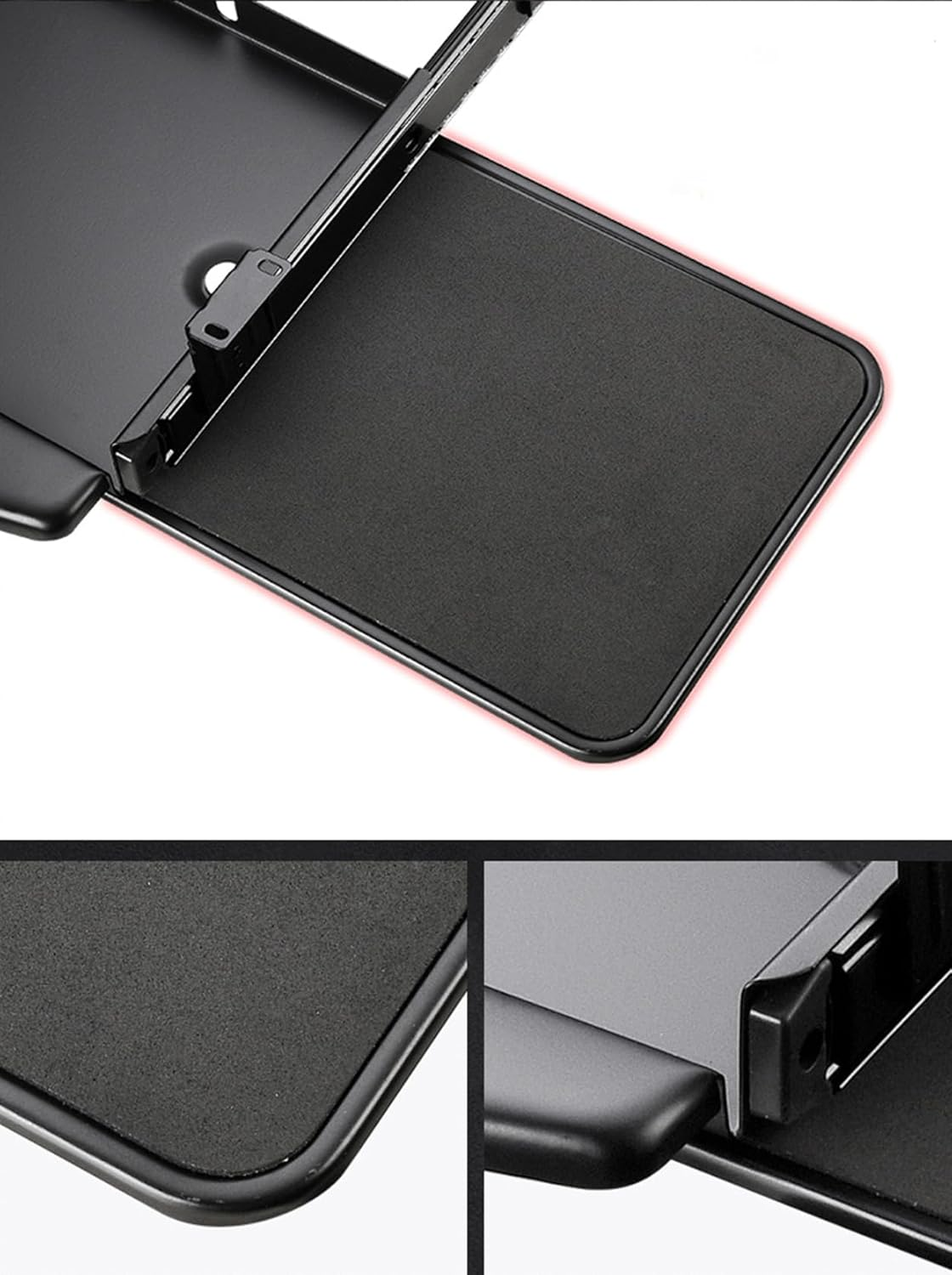 Meichoon Under-Desk Keyboard Tray All-Steel 18.9 * 7.9"/48 * 20Cm Panel Slideway Drawer Silent and Smooth Thick Rails Wear-Resistant Durable Home Office Black