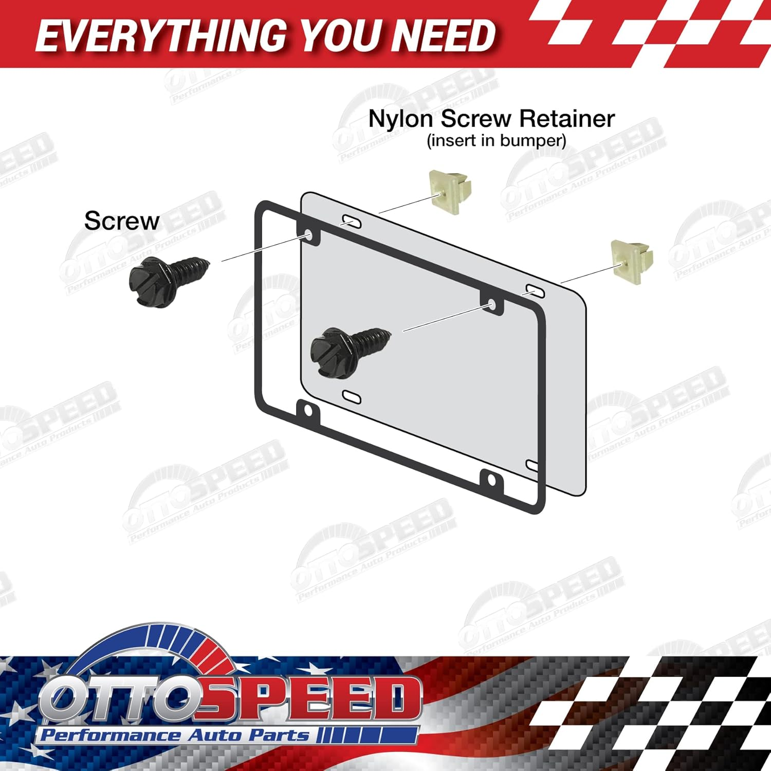 Black License Plate Screws - OE Style Fastener Kit with Nylon Inserts for Fastening License Plates, Frames, and Covers Black Zinc Plated - Stainless Steel image number 2