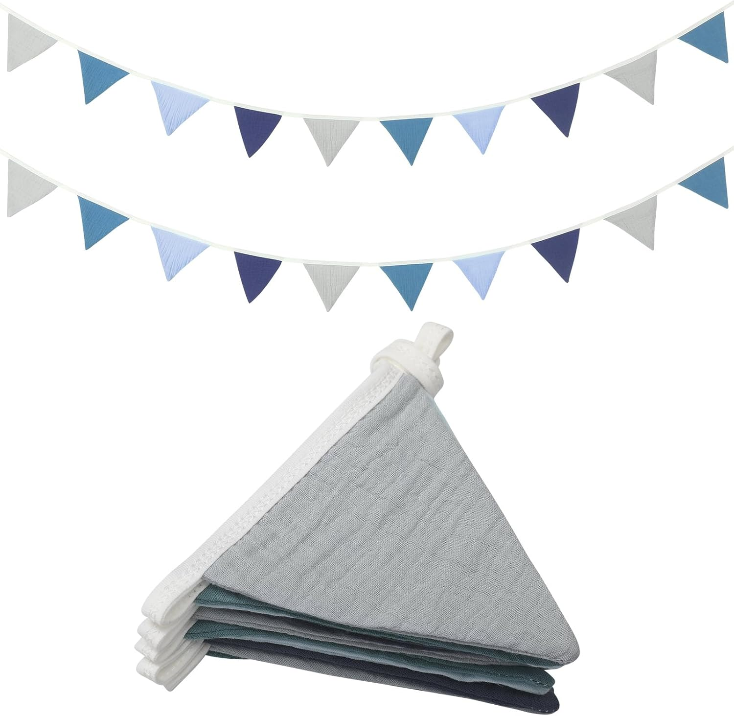 Oudain 17 Ft Pennant Banner, 2 Pcs Triangle Bunting Flag Multicolor Baby Garland Hanging Flag Banner for Wedding Birthday Baby Shower Parties Events Nursery Decor, Each 8.5 Ft in Length (Vivid Color)