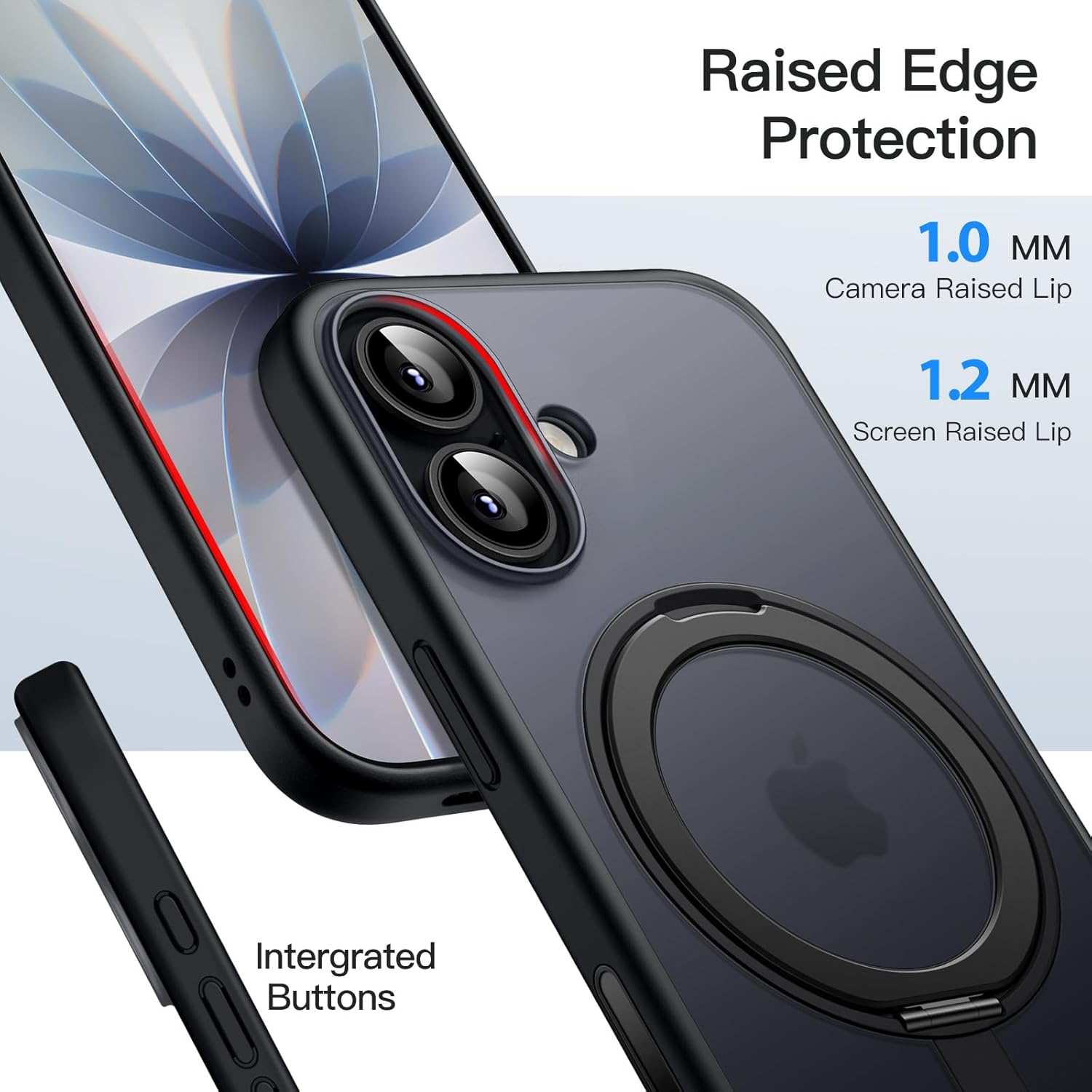 Jetech 360 Degree Rotatable Ring Case for Iphone 17 6.3-Inch with Camera Control Button, Compatible with Magsafe, Slim Shockproof Phone Cover with Stand & Ring Holder (Black)