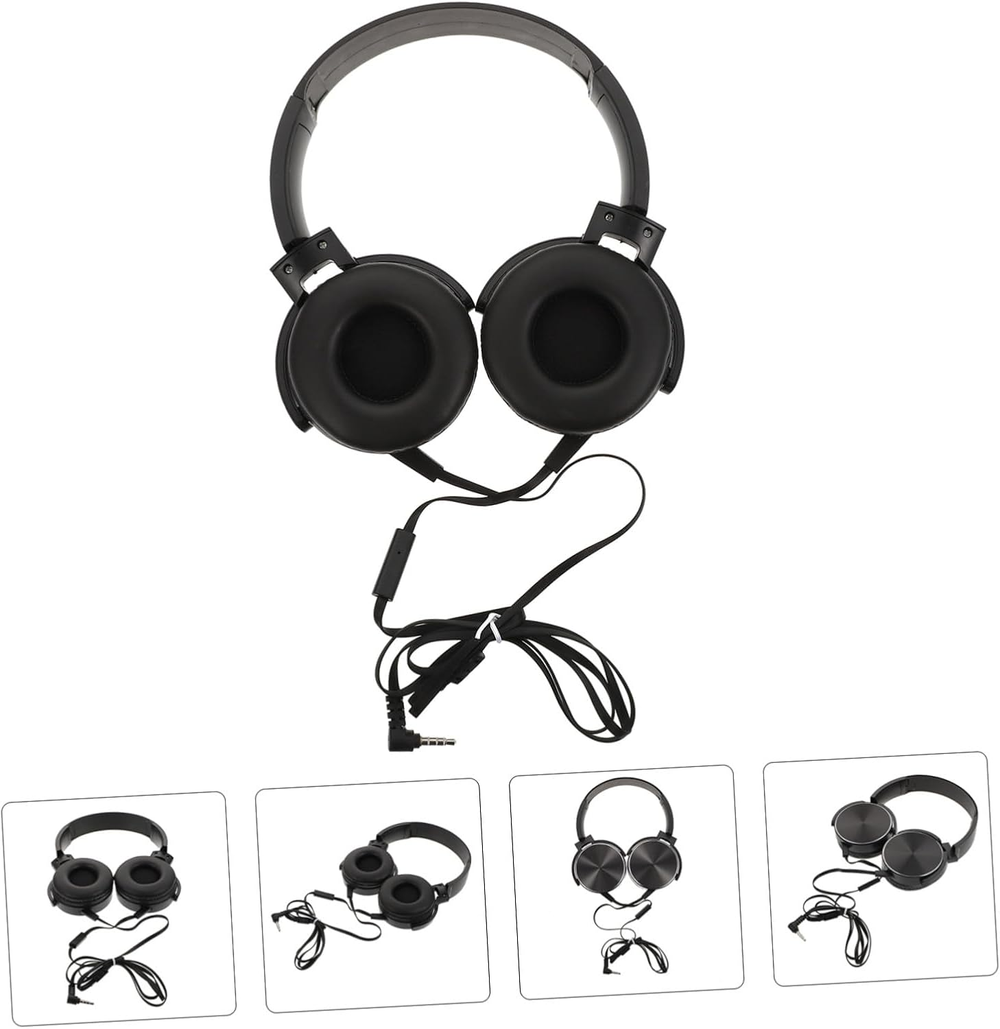 Tofficu Wired Headset with Microphone, Stereo Head-Mounted Headphone for Desktop Computer, Black On-Ear Music Headphone Suitable for Gaming and Online Communication image number 2