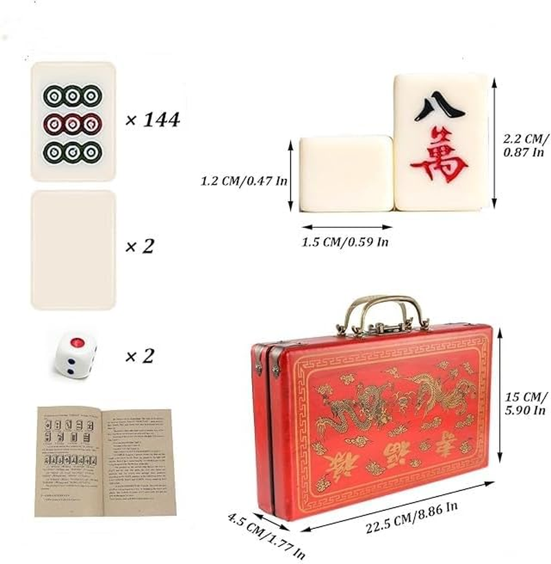 Chinese Mahjong Set - with 146 Tiles, 2 Dice Chinese Style Game for Travel, Family Gathering, Party image number 5