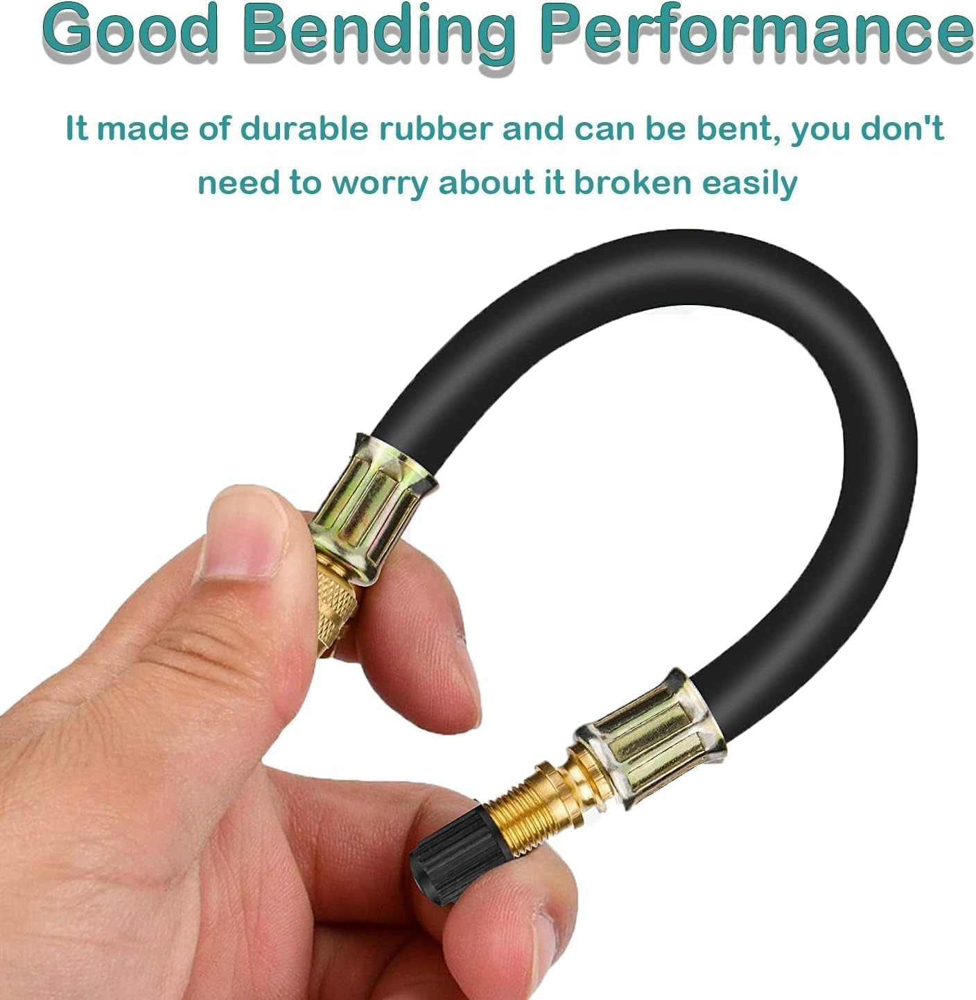 KEWAYO Valve Stem Extension, 2PCS 210Mm Dually Valve Stem Extenders 2PCS 90 Degree Brass Valve Stem Extension Adaptor for Car Truck Motorhome Trailer RV image number 5