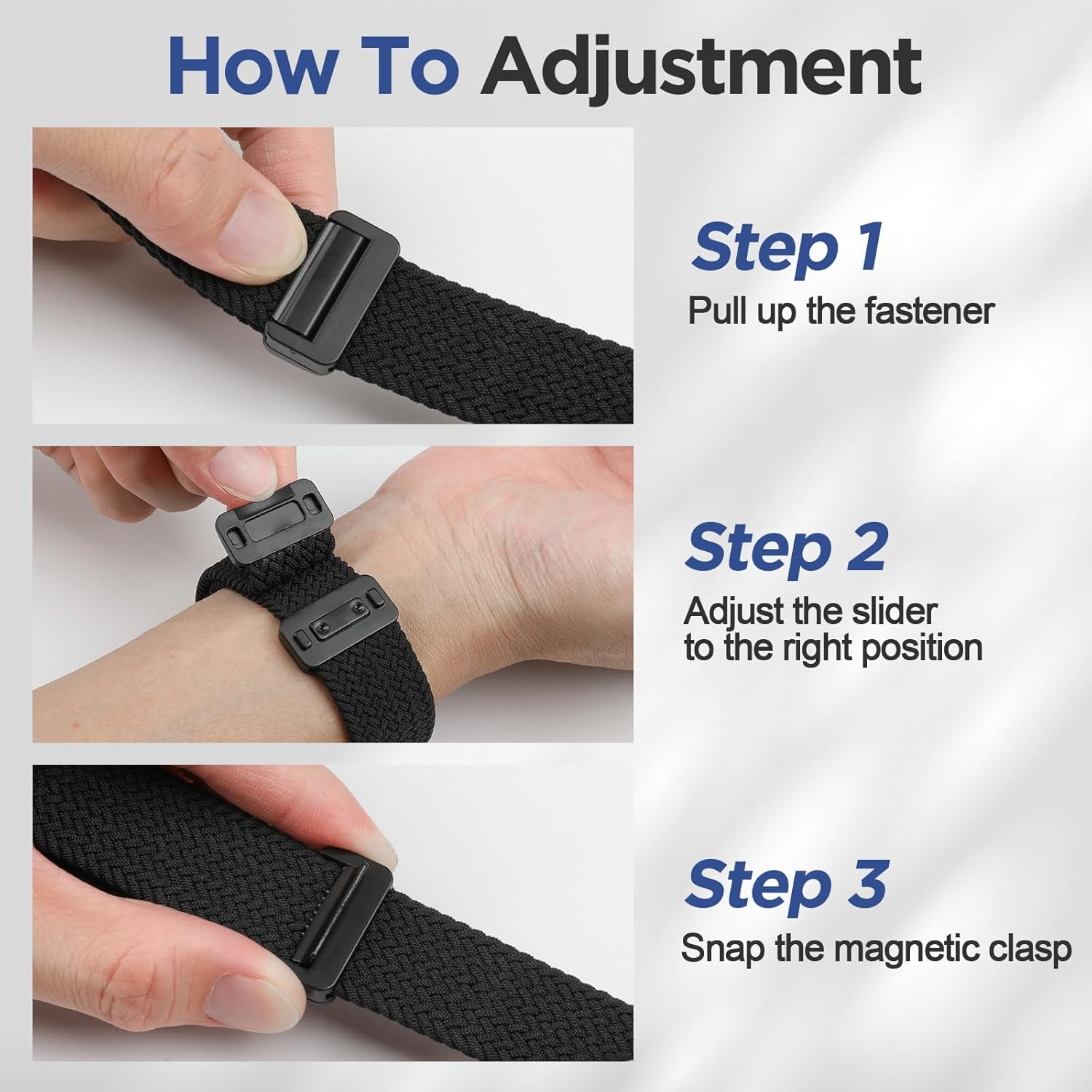 KEYSJEFF Braided Magnetic Bands for Galaxy Watch 8 Band 40Mm 44Mm,Elastic Nylon Sport Strap Stretchy Fabric Wristbands Compatible with Samsung Galaxy Watch 8 Classic Bands 46 Mm - Black Rainbow image number 6