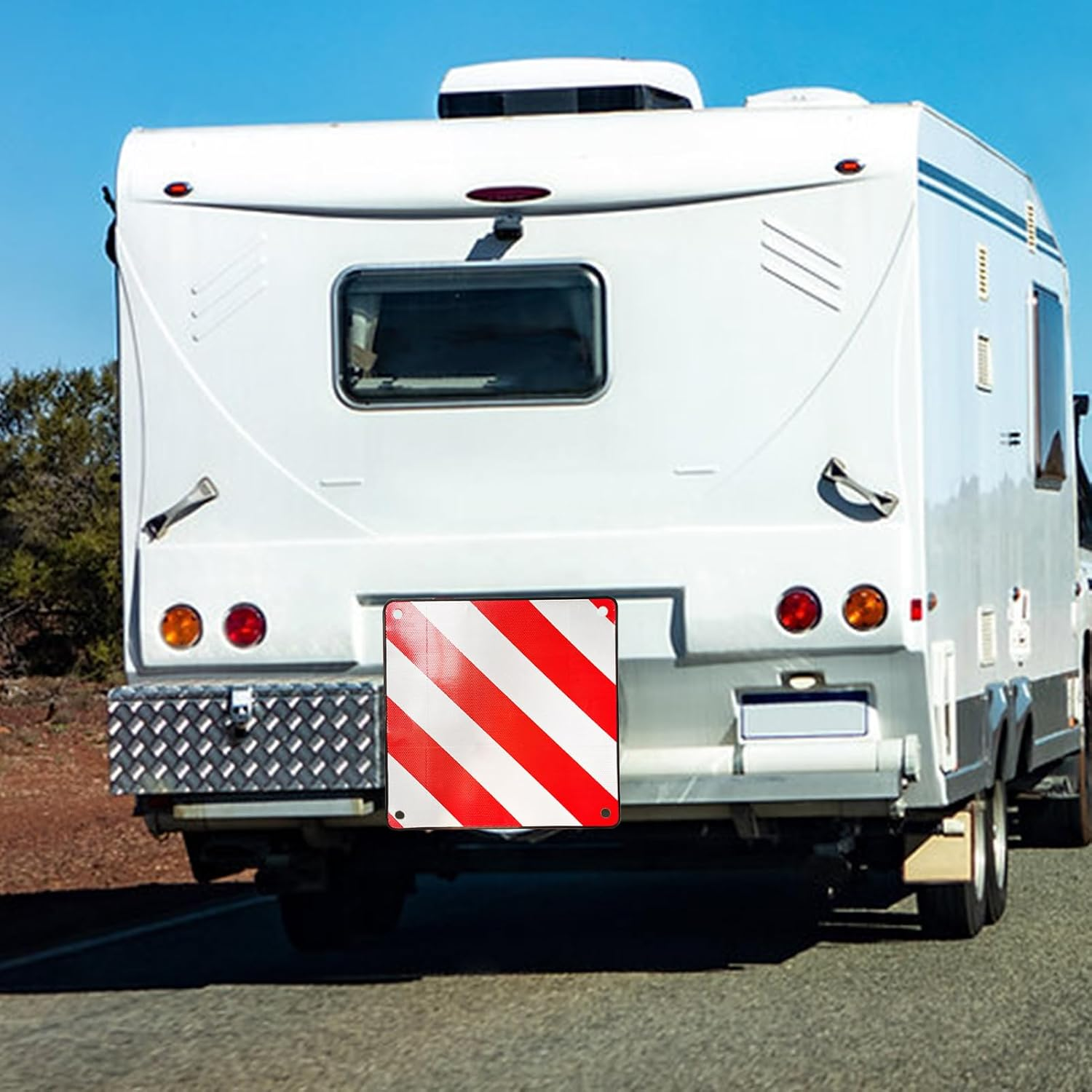 Safety Signs - Car Roadside Warning Board | Red White Square Reflective Alarm for Vehicle Security Road Trip Truck Automotive Auto Car Bike Carrier image number 6