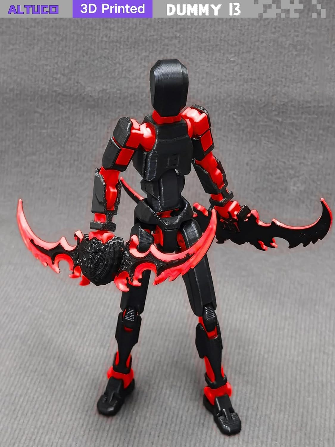 (Assembly Completed) T13 Action Figure with Multiple Accessories,5.5 Inch 3D Printed Multi-Jointed Movable Red Dummy 13 Figure image number 6