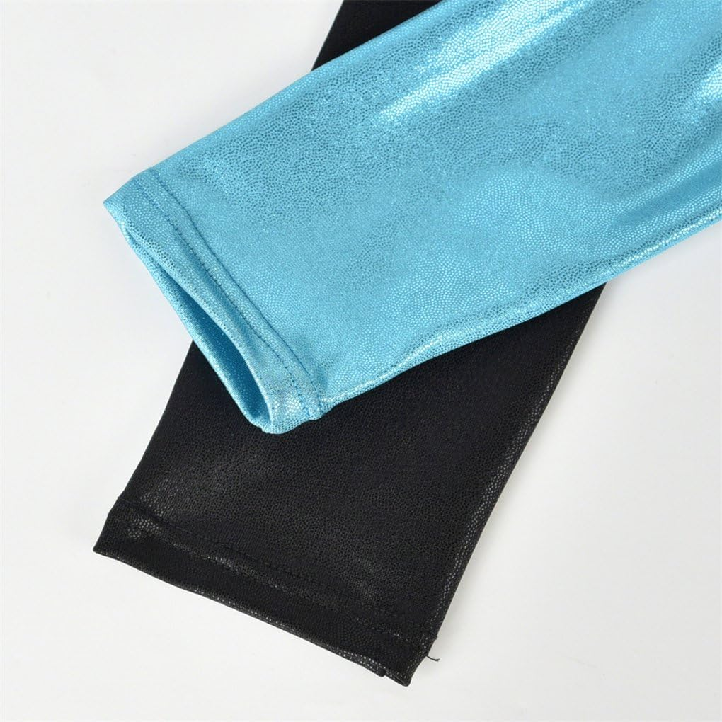 Long Sleeve Shiny Waves Metallic Athletic Dance Gymnastics Leotard Girls image number 3