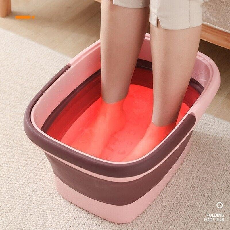 Foot Bath Collapsible Plastic Tub Folding Foot Spa Pedicure Bath Massage Tub Bucket Feet Basin, Durable PP+TPR Material, Available in Green, Blue, Pink - Blue image number 3