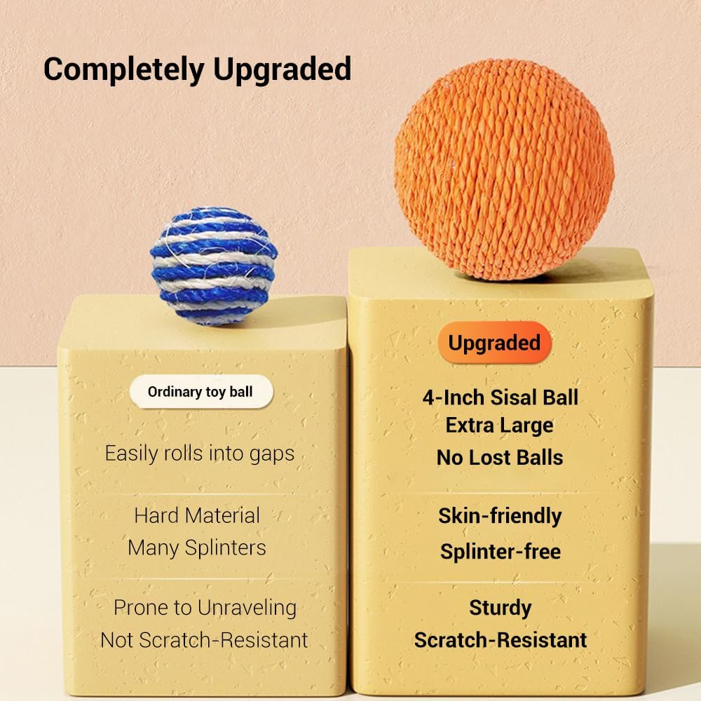 Extra Large 10CM Sisal Cat Ball Toy (Beige) image number 5