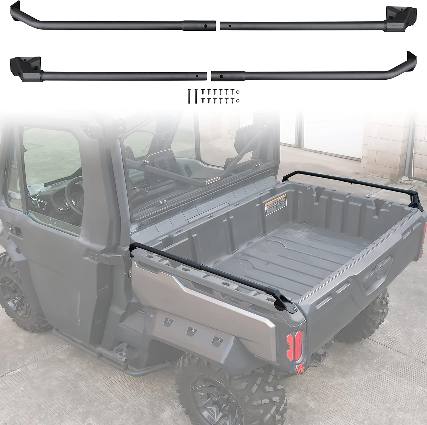 SAUTVS Cargo Bed Rails for Defender, Heavy Duty Combined Cargo Box Side Rails Kit for Can-Am Defender HD5 / HD8 / HD10 / MAX 2016-2023 Accessories (Replace #715003444) image number 5
