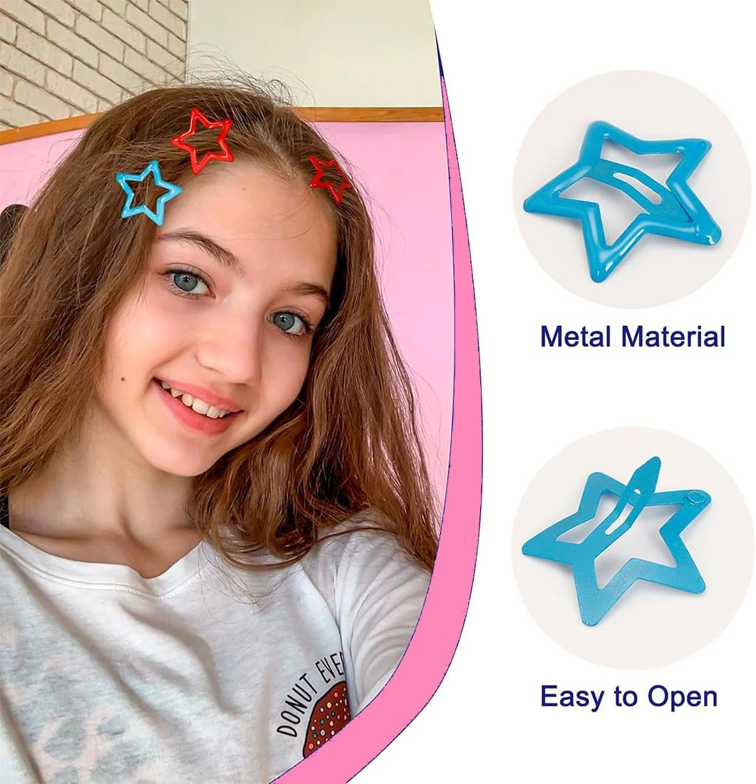 BQRKOTM Pack of 50 Star Hair Clips, Pentagram Hair Clips, Y2K Hair Pins, Metal Non-Slip Star Hair Clips, Retro Punk BB Hair Clips for Women and Girls image number 2