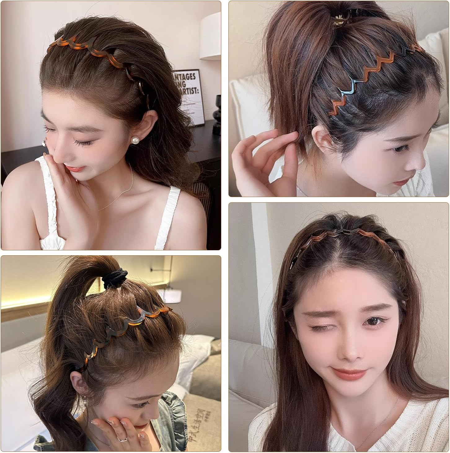 8-Piece Zigzag Anti-Slip Headband, Classic and Fashionable, Simple Headband for Men and Women, Multifunctional Face Headband, Solid Accessories with Fixed Bang. image number 5