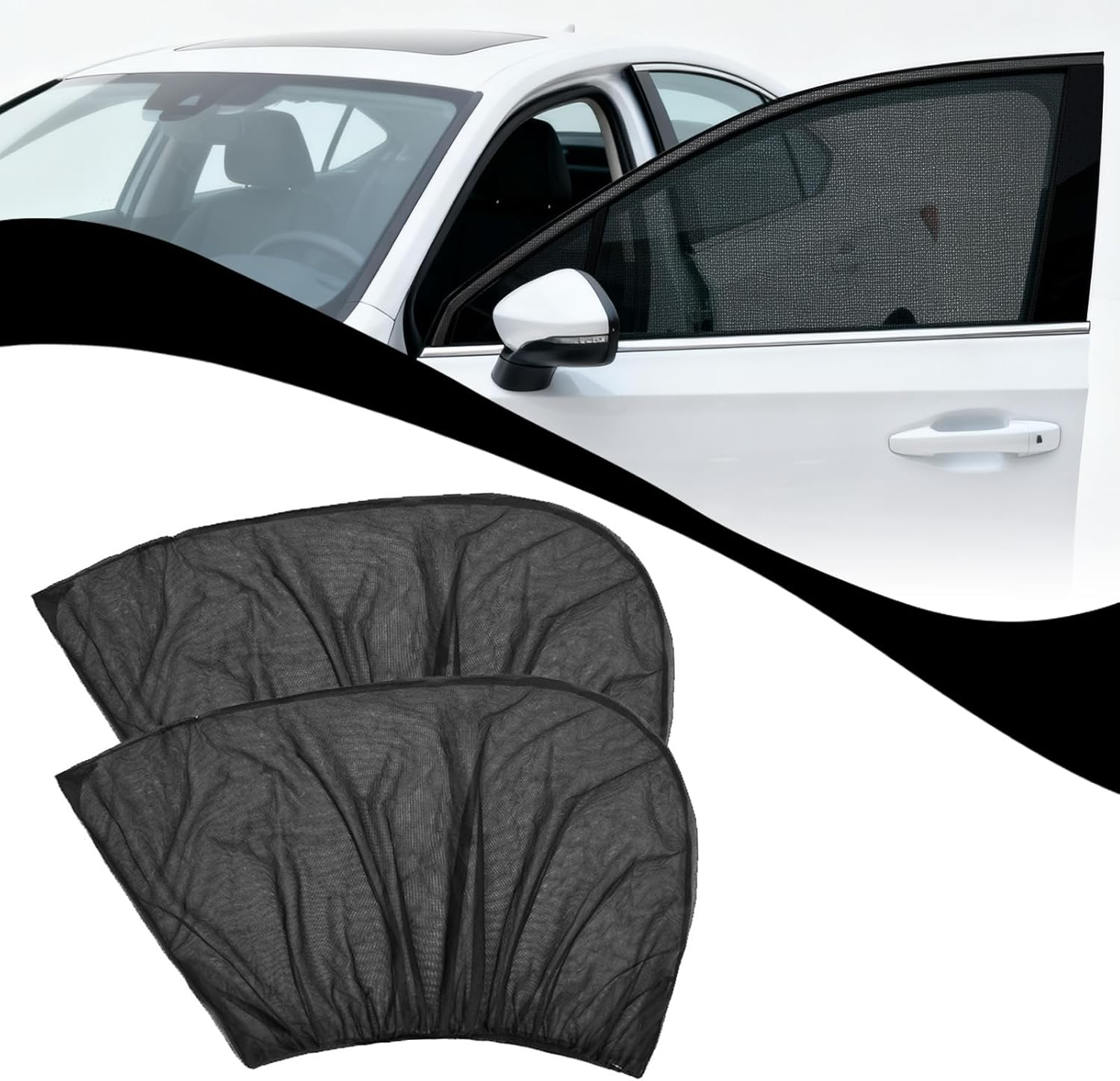 2 Pieces of Car Window Shades, Heat Insulation Car Sun Shade,Car Window Shade for Baby, Used for Blocking Sunlight, Heat Insulation and Protecting (B Model 100G[High-Elastic Front Window] Pair Set *1) image number 1