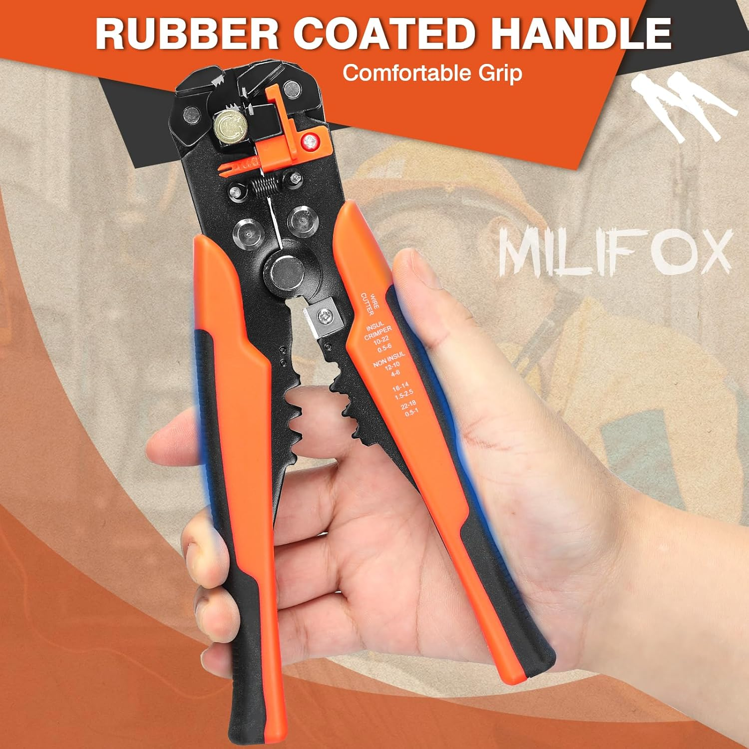 Milifox Multi-Functional Automatic Wire Stripper, Stripping Range 0.2Mm&sup2;-6Mm&sup2;, Adjustable Stripping Force & Length, Cutting & Crimping Functions