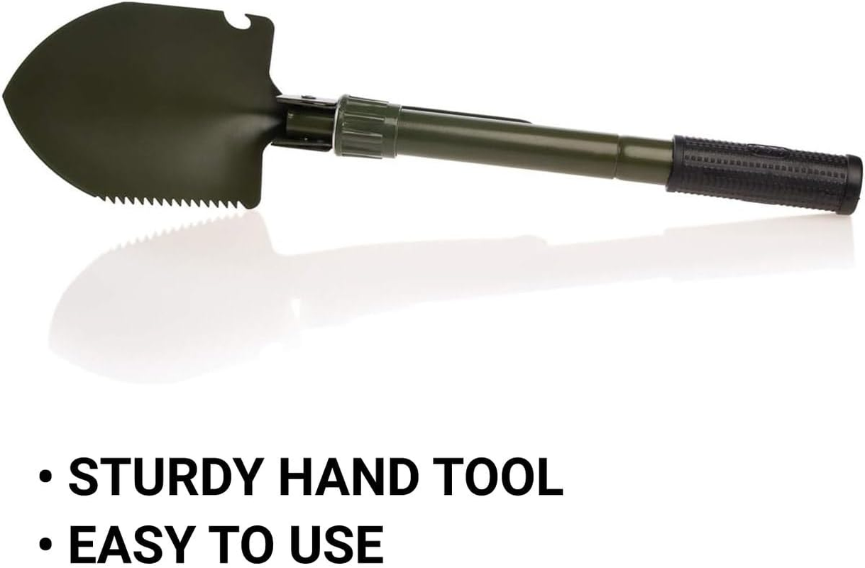 AIMALL Folding Multi-Function Soldier Shovel, 15.7In Compact Military Survival Spade with Pick, Saw, Compass, Bottle Opener, for Camping, Hiking, Digging, and Outdoor Emergency Use image number 2